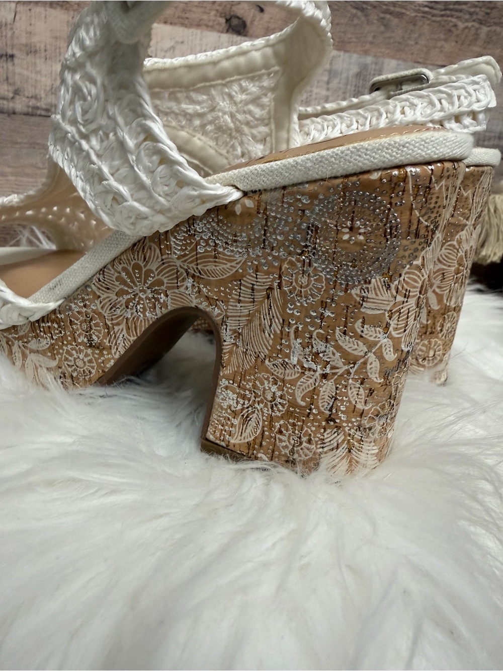 Impo White Braided Crochet Wedge Sandals - Picture 4 of 5